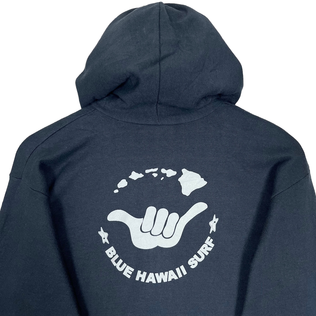Vintage 90s Blue Hawaii Surf Zipper Hoodie Light Jacket Black Size 