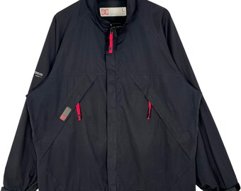 Vintage Y2K DC American Skates Brand Streetwear Zipper Windbreaker Light Packable Black Large Tillverkad i Taiwan