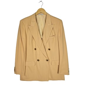 Aquascutum Blazer Jacket Luxury Brand Cream Size Medium