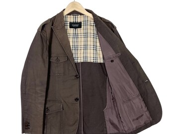 BURBERRY BLACK LABEL Men's White Down Jacket with Rabbit fur