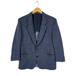 Vintage Lanvin Blazer Jacket Blue Size Medium Made in France