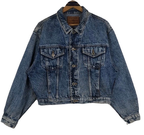 ジャケット・アウター BIG JOHN DENIM TRUCKER JACKET BIG SIZE Vintage 90's Big John Denim Trucker Jacket Blue Size Medium Made