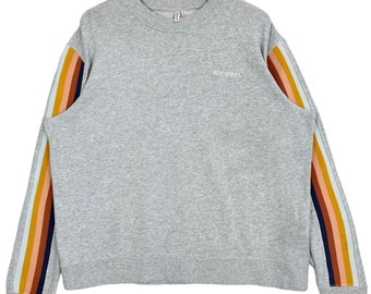 Rip Curl Stripes Sleeve Surf Brands Crewneck Sweatshirt Jumper Grey Size Medium Surfboard