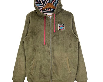 Roxy Navajo Zipper Hoodie Fleece Jacket Green Size Large Made in China Surfboard Surf Wear Surf Brand