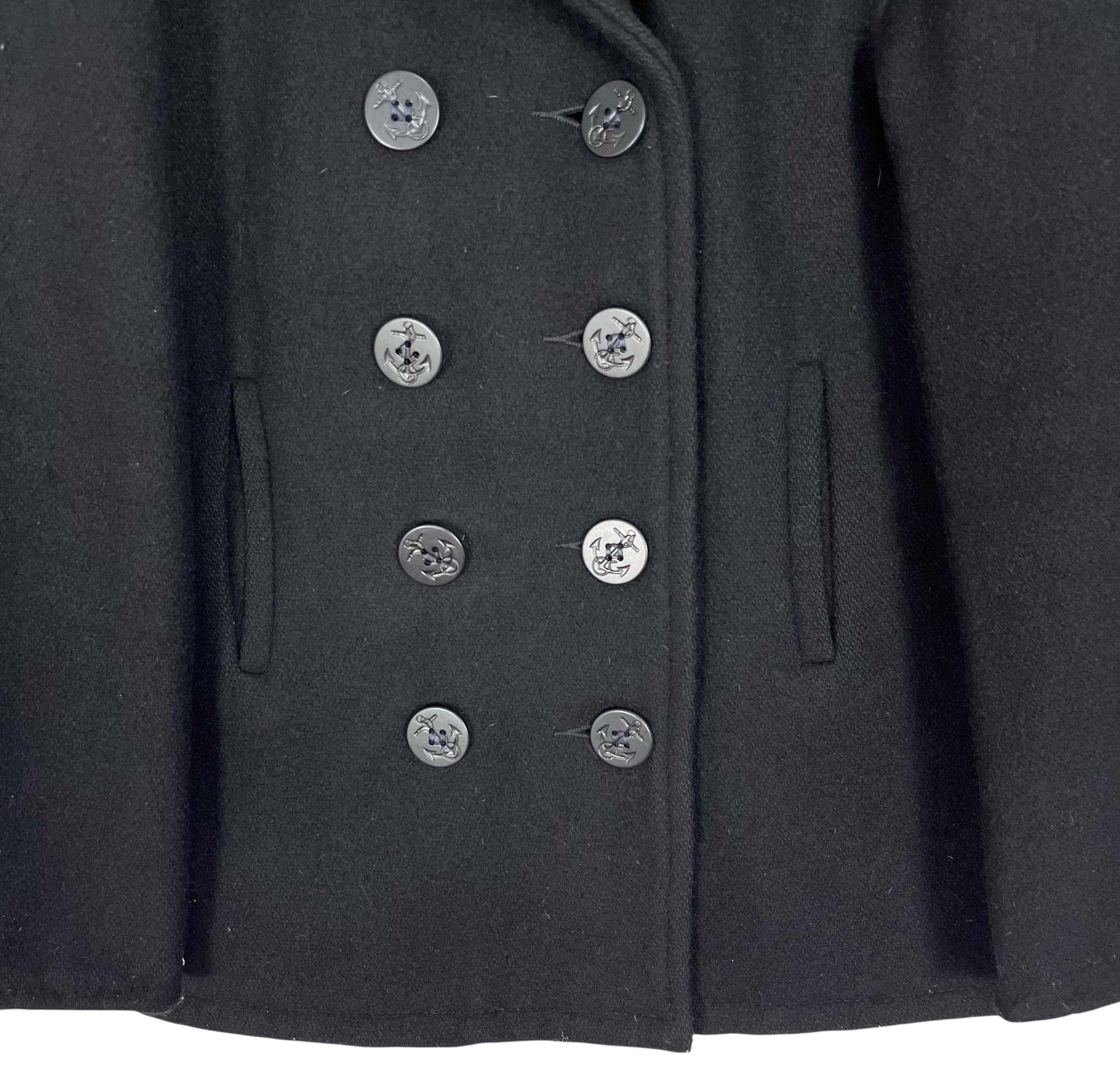 90s Schott Pea coat double black 38 USA製 MFG Schott US740N Pea Jacket Pea Coat Youth Black Size 16 Made in