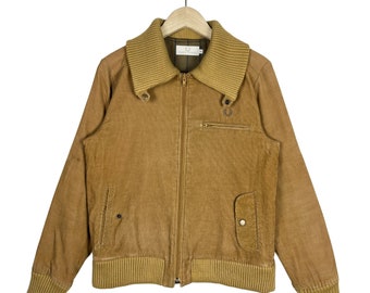 Chaqueta de pana con cremallera para mujer Fred Perry, diseñador inglés, color marrón, talla mediana, fabricada en Japón.