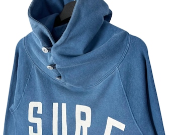 Kapital Surf Unisex Pullover Button Hoodie Blue Size 1 Small Made