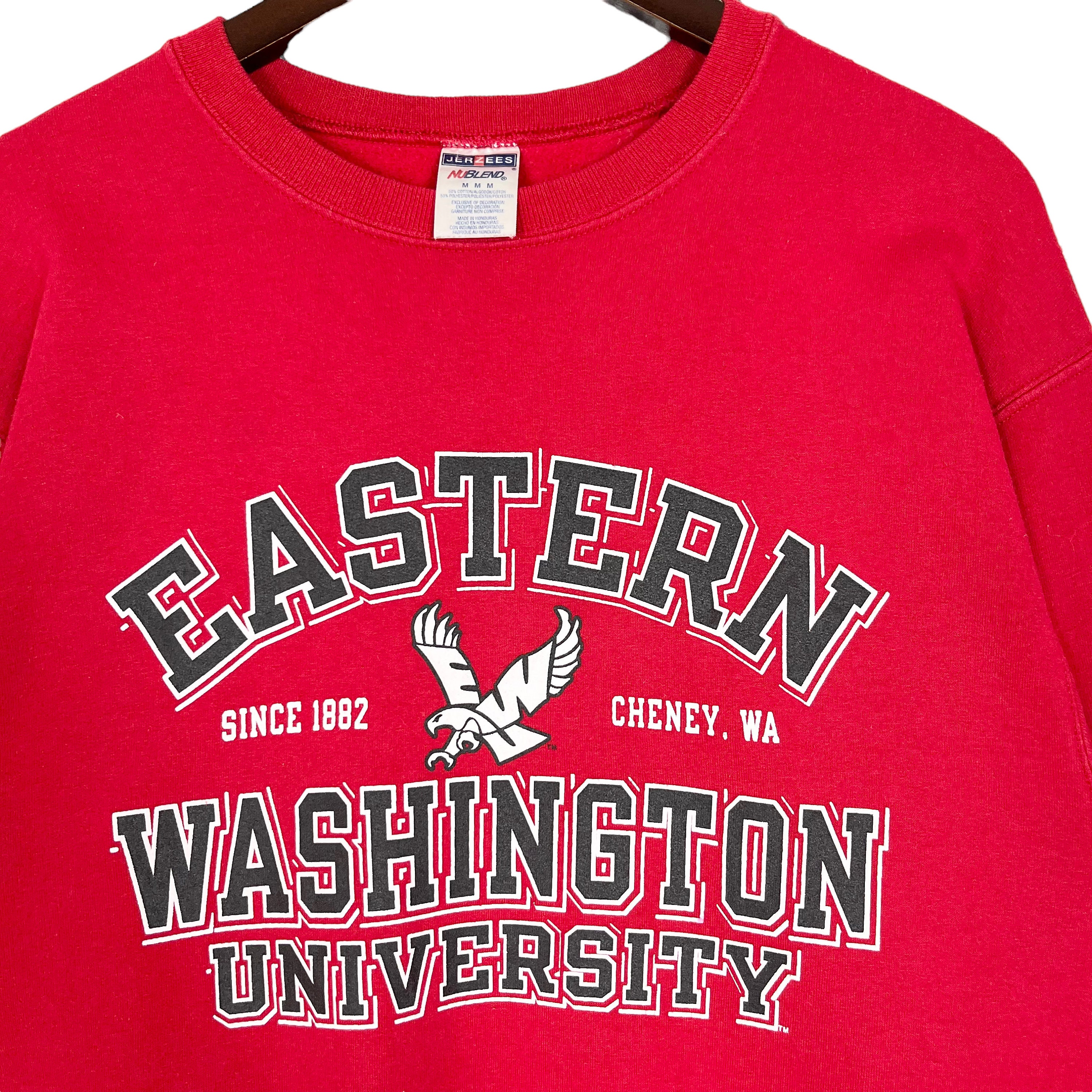 EWU Eagles Eastern Washington University NCAA Big Logo Sleeve Printed Crewneck Sweatshirt Pullover Jumper Gray Size Medium Made in Honduras Etsy UK