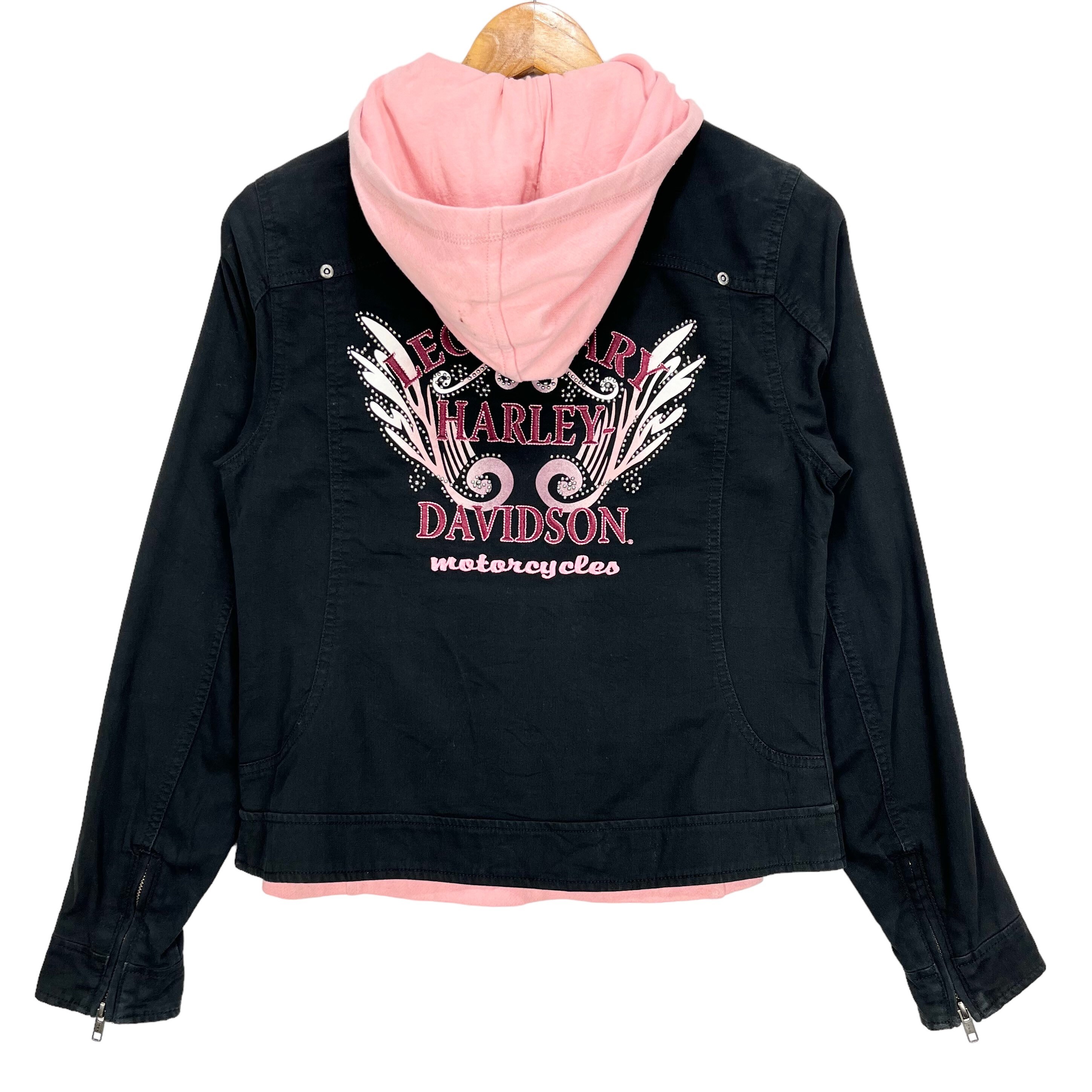 Harley Davidson Legendary Embroidery Zip up Hoodie Woman Jacket Black Size Extra Small XS Etsy UK