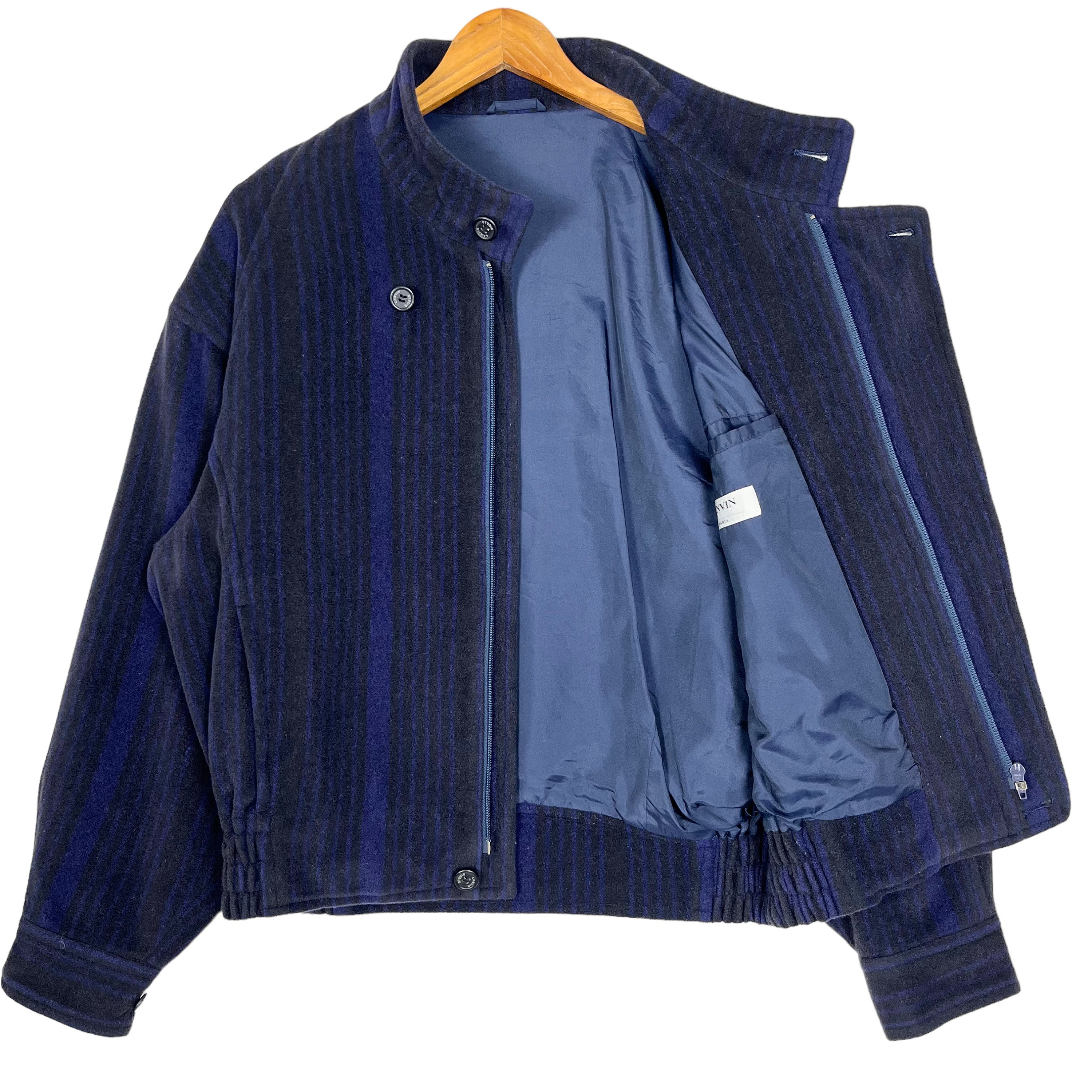 ジャケット・アウター 90s LANVIN CLASSRQUE cashmere jacket Vintage 90's Lanvin Studio Stripes Zip up Jacket French Designer