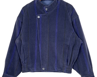 Vintage 90's Lanvin Studio Stripes Zip up Jacket French Designer