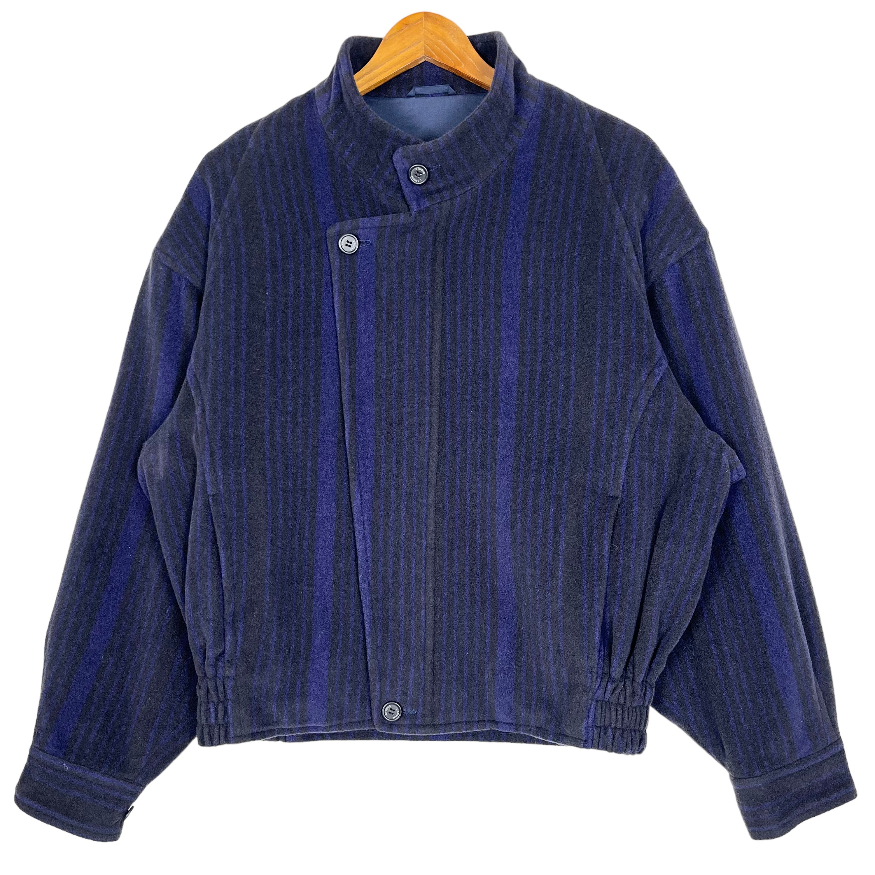 プロフ必読様 80s～90sイタリア製 LANVIN PARIS リネンブルゾン Vintage 90's Lanvin Studio Stripes Zip up Jacket French Designer