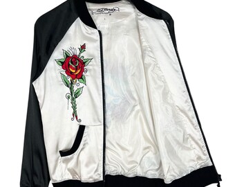 Ed Hardy by Christian Audigier Women's Skull Embroidery Sukajan