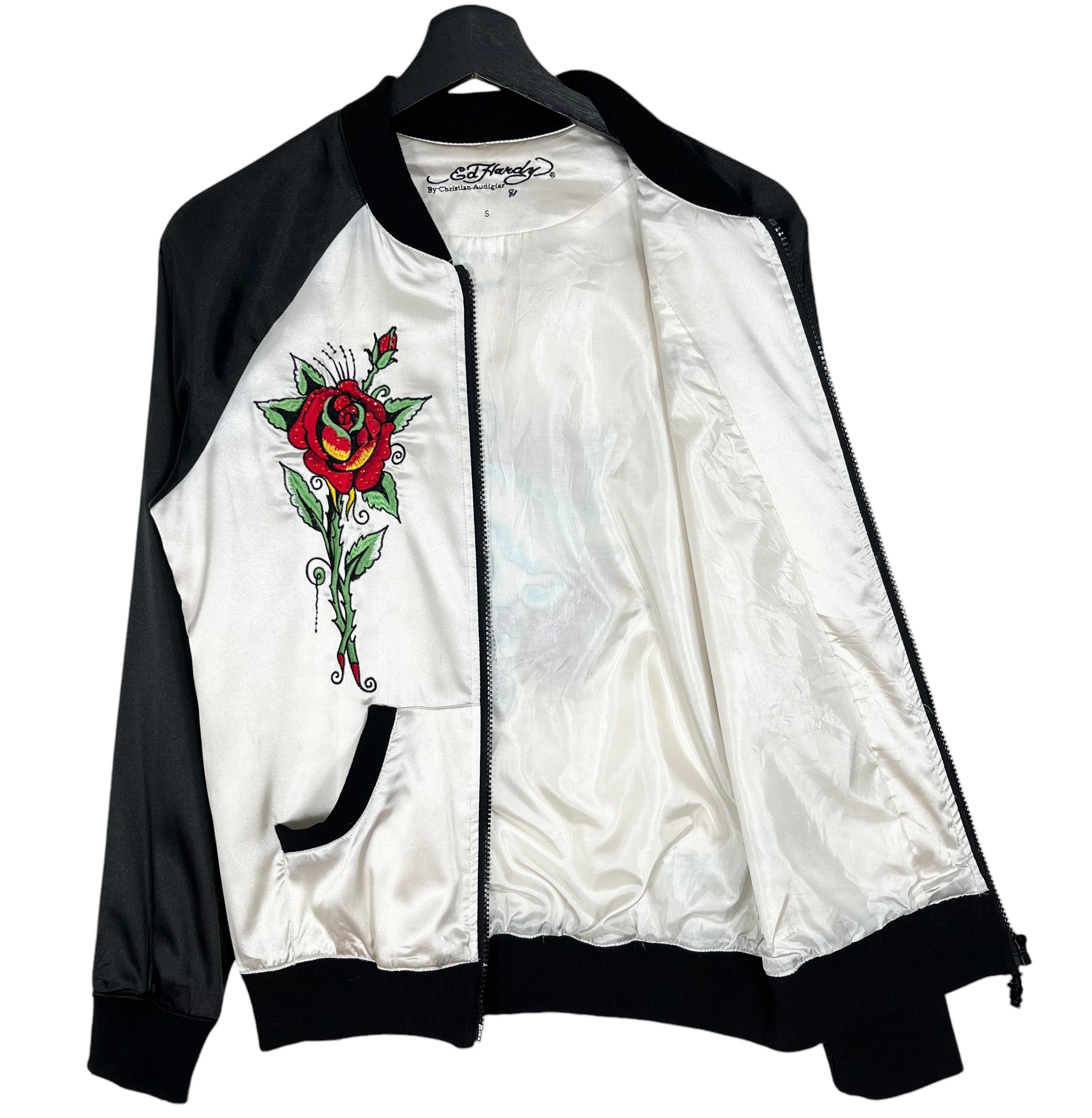 Ed Hardy by Christian Audigier Women's Skull Embroidery Sukajan