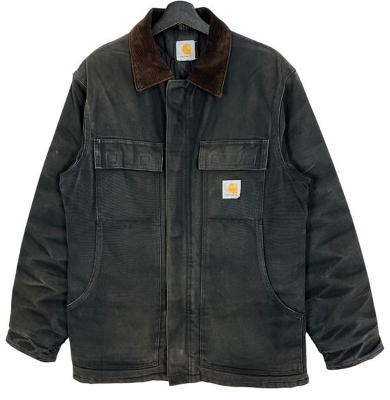 Carhartt Canvas Jacket Distress Work Wear Black Faded Size L - Etsy