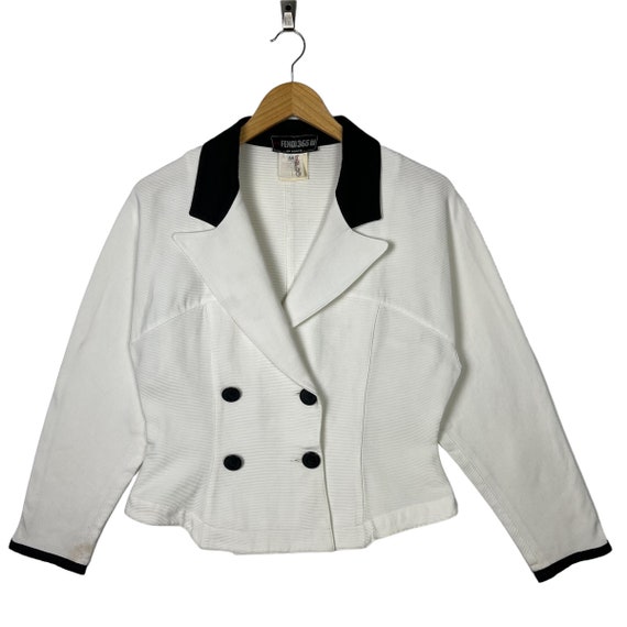 Vintage 90's Fendi Roma 365 Women Cropped Blazer Jacket White Size