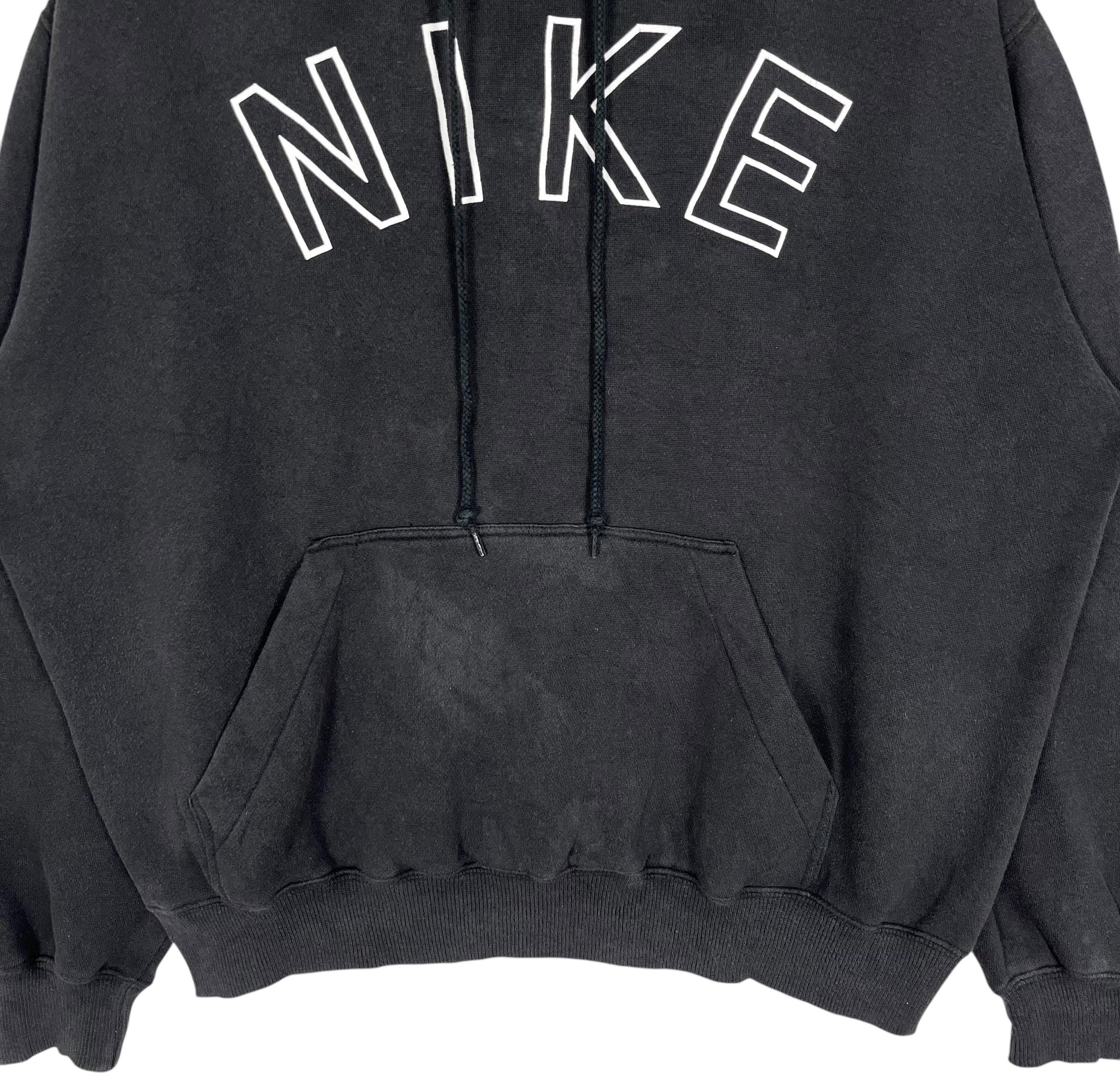 Vintage 90s Nike Spell Out Logo Pullover Hoodie Sweater Black Size