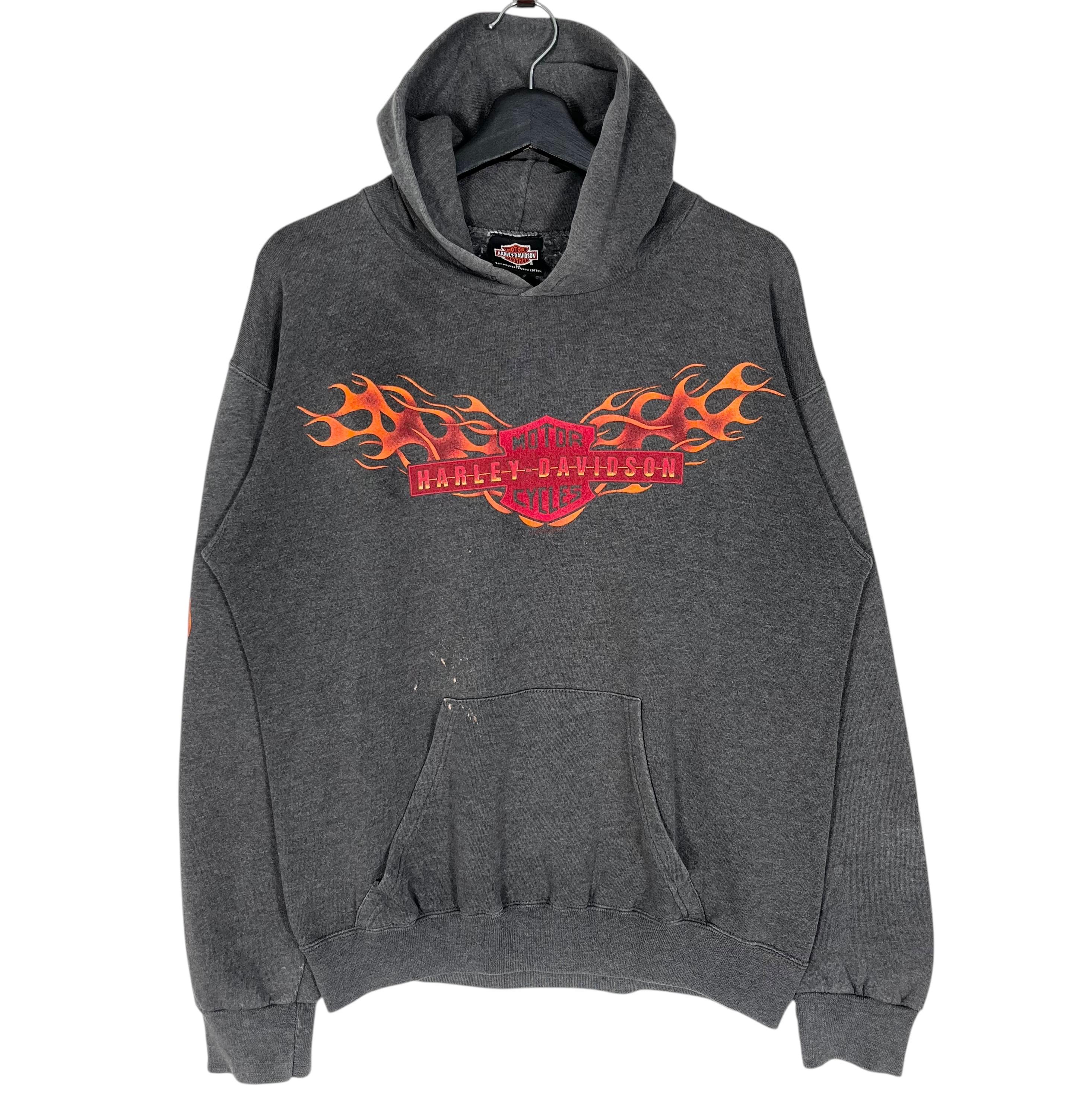 HARLEY-DAVIDSON パーカー フレイム vintage LARGE Vintage 80s 90s Harley Davidson Flames Milwaukee Pullover Hoodie