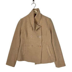 Vintage Japanese Brand SLY Wool Peacoat Jacket Brown Size 1 Small Made in China