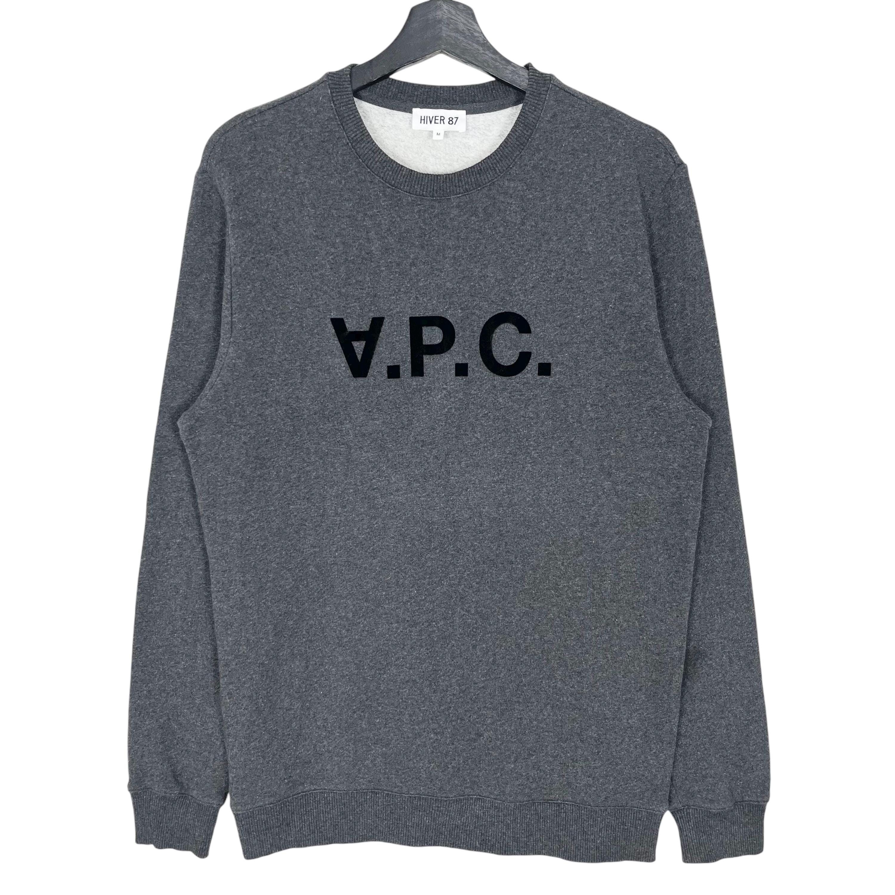 A.P.C. X Hiver 87 Sweatshirt Velvet Printed Gray Size M Made in 
