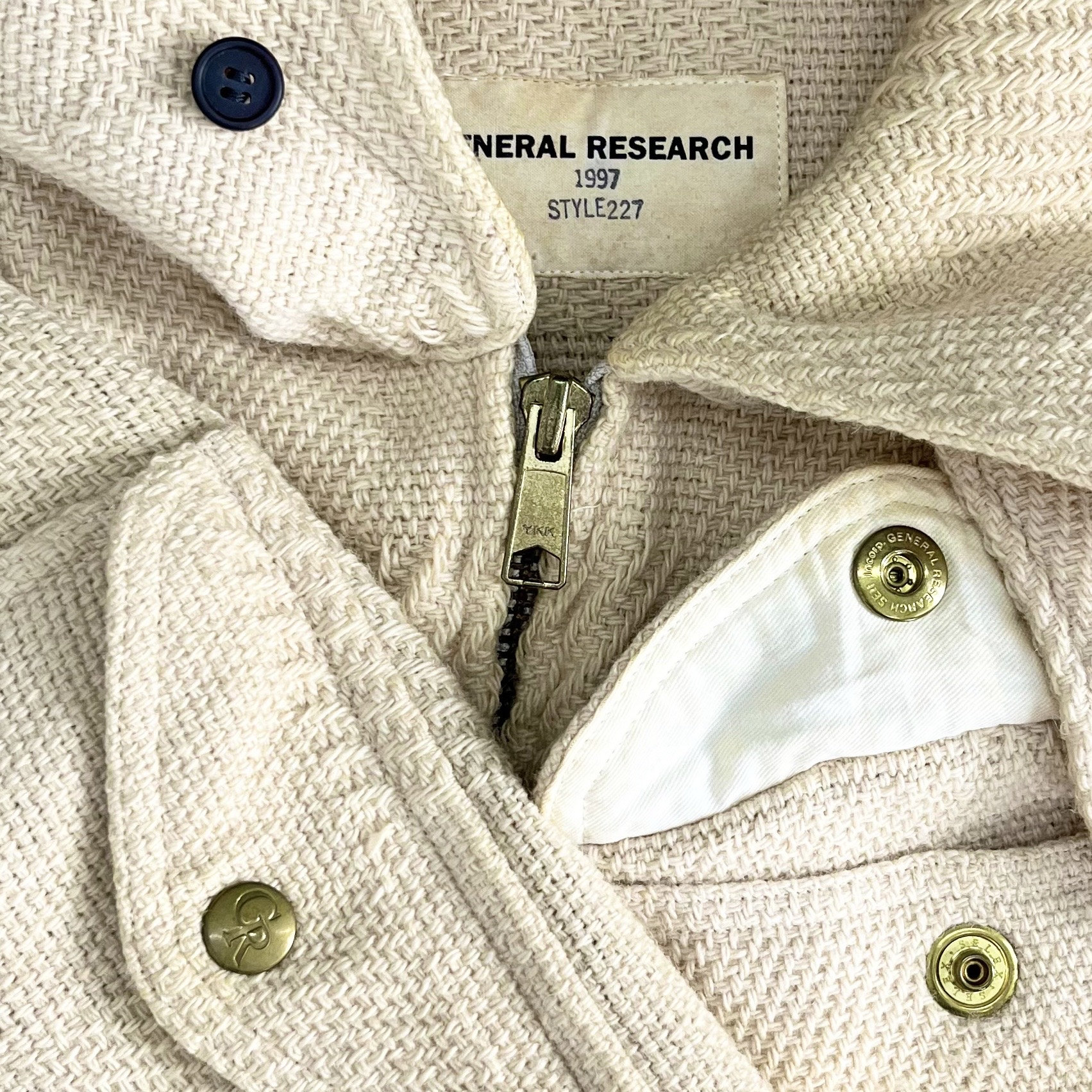 ジャケット・アウター general research 1997 military jacket Vintage 1997 General Research Knit Zipper Chore Utility