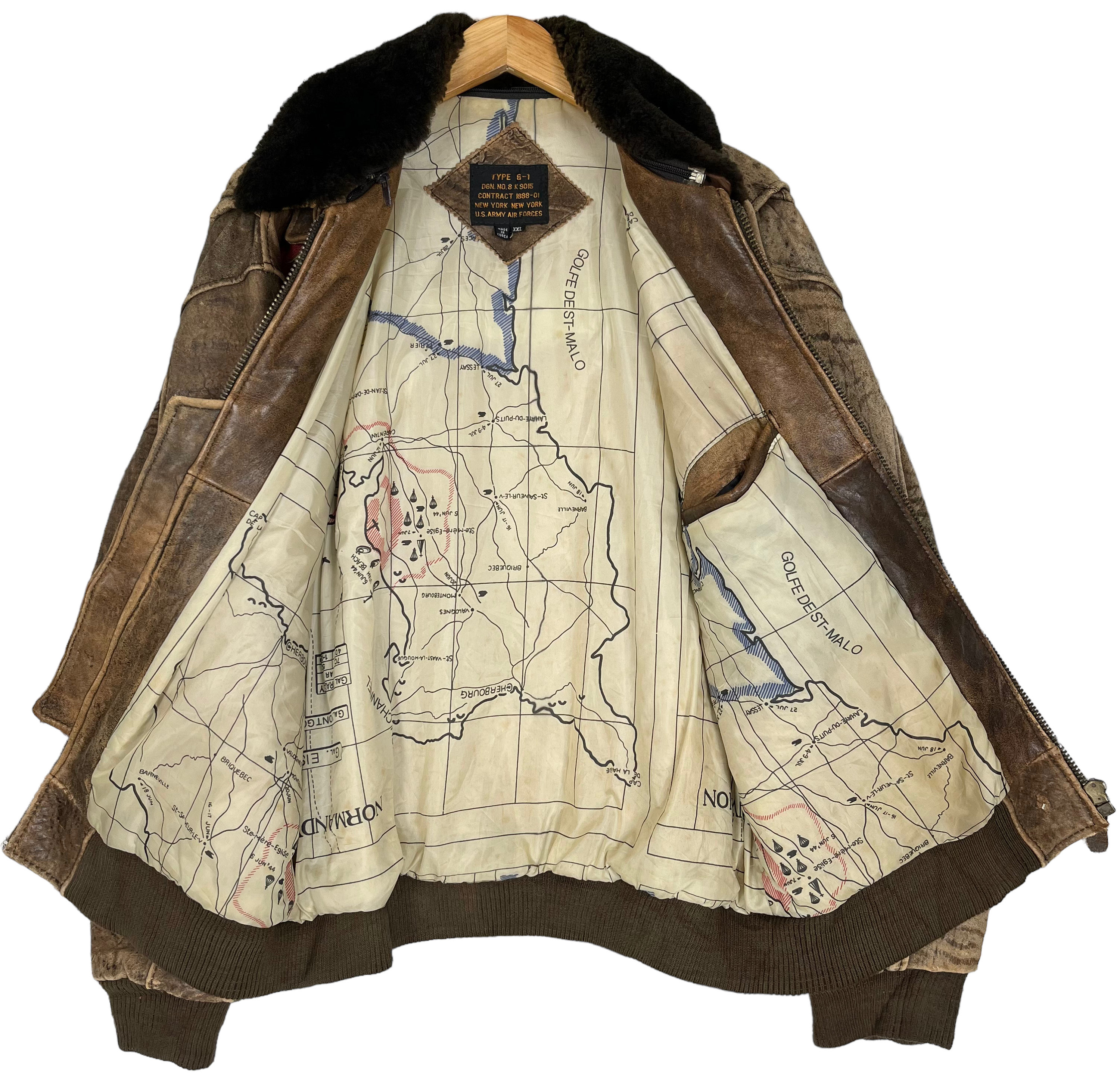 Vintage 90s Military USAF US Army Bomber Flight Leather