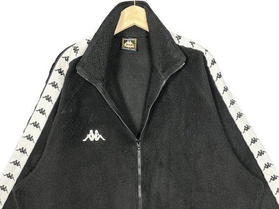 Vintage Kappa Sidetape Zipper Fleece Jacket Black Size XL Made in