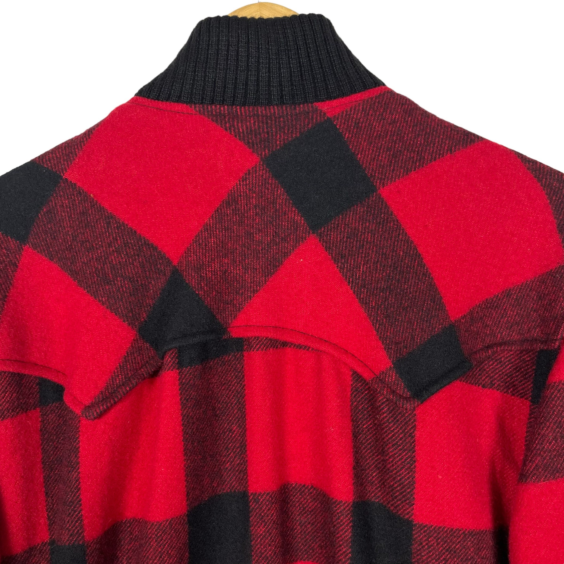 Vintage Woolrich Checkered Zip up Jacket Red Black Size