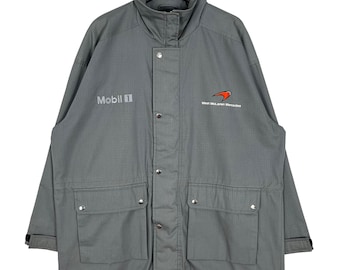 West McLaren Mercedes Mobil 1 Packable Hoodie Regnjacka Grå Storlek Large F1 Formel 1 Jacka