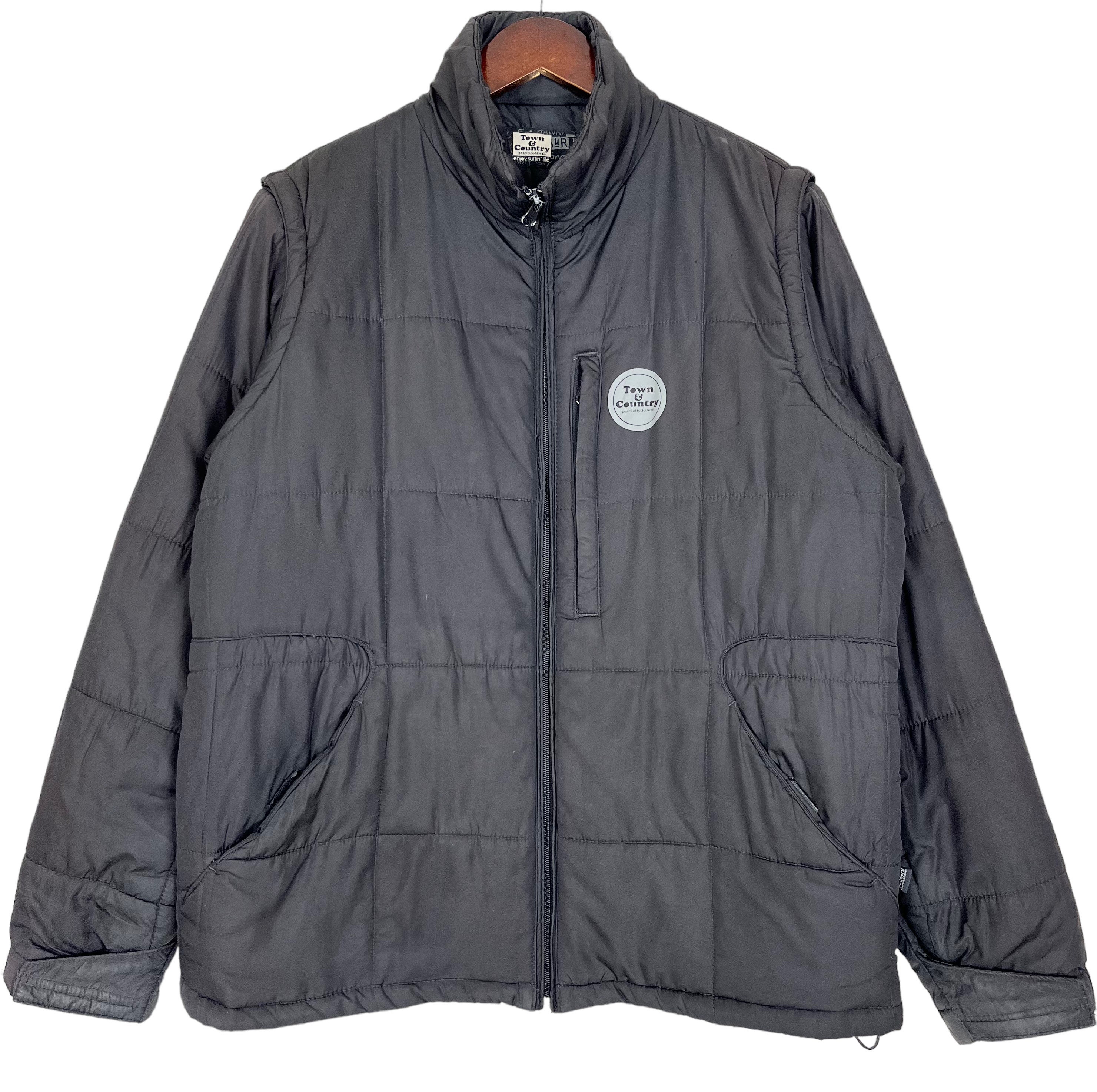 T&C Town and Country Detachable Sleeve Zipper Puffer Jacket