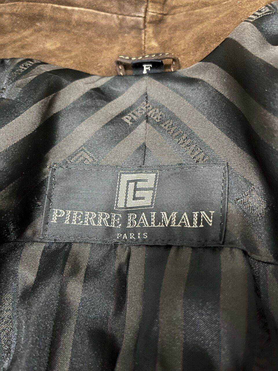 Vintage 90's Pierre Balmain Buttonless Suede Coat Dark Brown Size