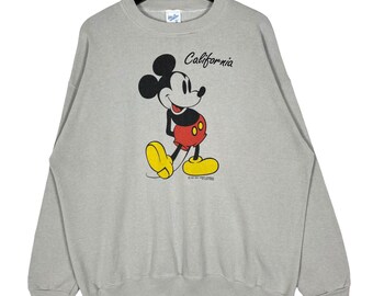 Vintage 90-tals Musse Pigg Kalifornien-tröja grå storlek XL Tillverkad i USA