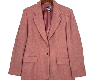 Vintage 90’s Pendleton Designer Virgin Wool Blazer Jacket Pink Color Size 10 Large Made in England