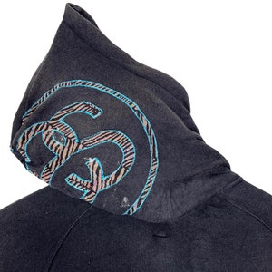 Stussy Zipper Hoodie Light Jacket Embroidery Logo Women Black Size M