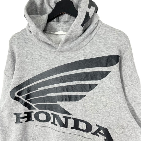 GU Honda Big Logo Pullover Hoodie Gray Size Medium Made in Bangladesh View 2