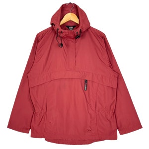 LL Bean Anorak Women Windbreaker Jacket Elastic Waist Outdoor Brand Hiking Camping Maroon Color Size Medium Made in Bangladesh