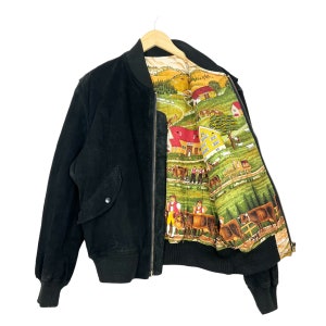 Vintage Inspire Japanese Brand Suede Leather Zip Up Jacket Black Size Large Made in Japan