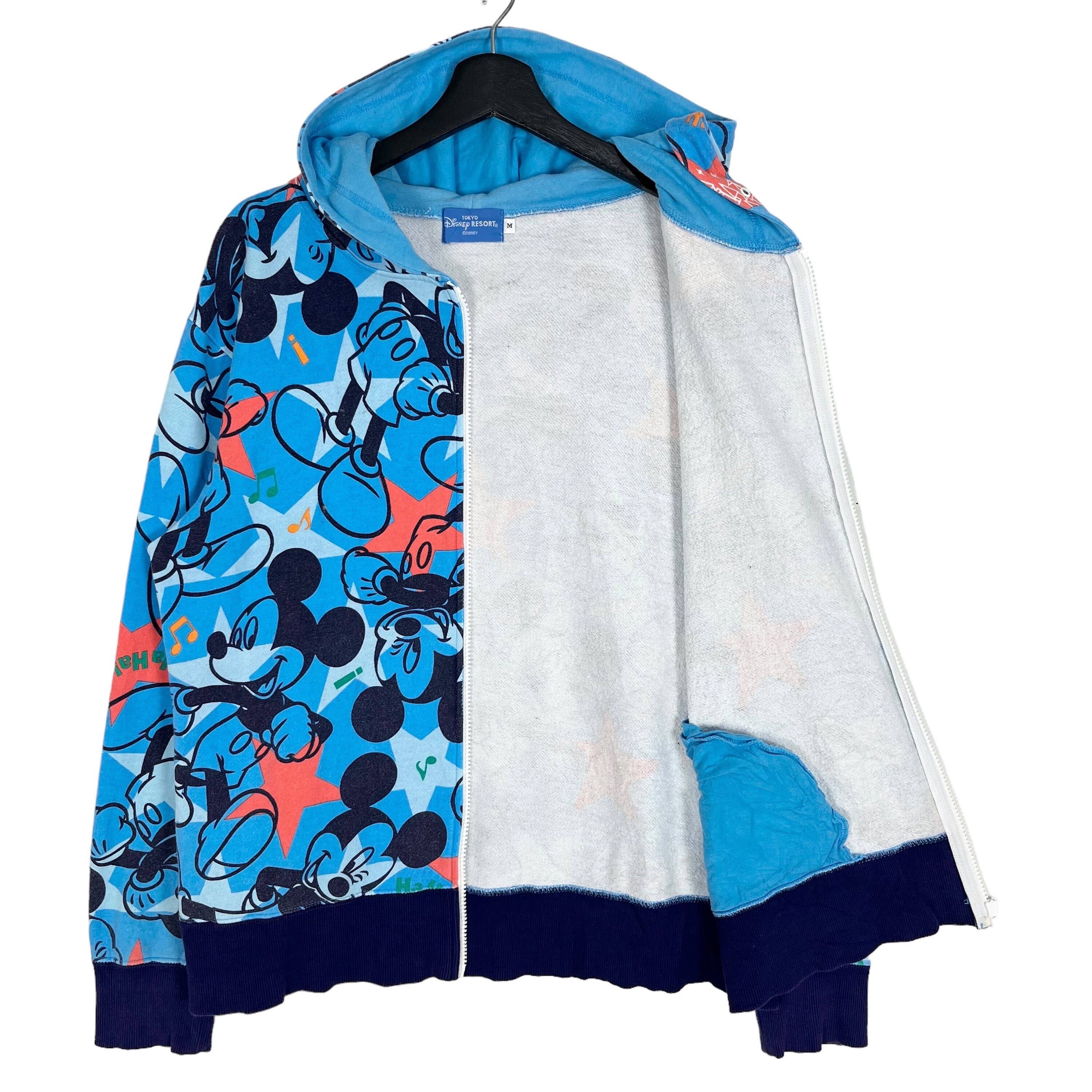 Vintage Disney Tokyo Mickey Mouse Full Print Zipper Hoodie