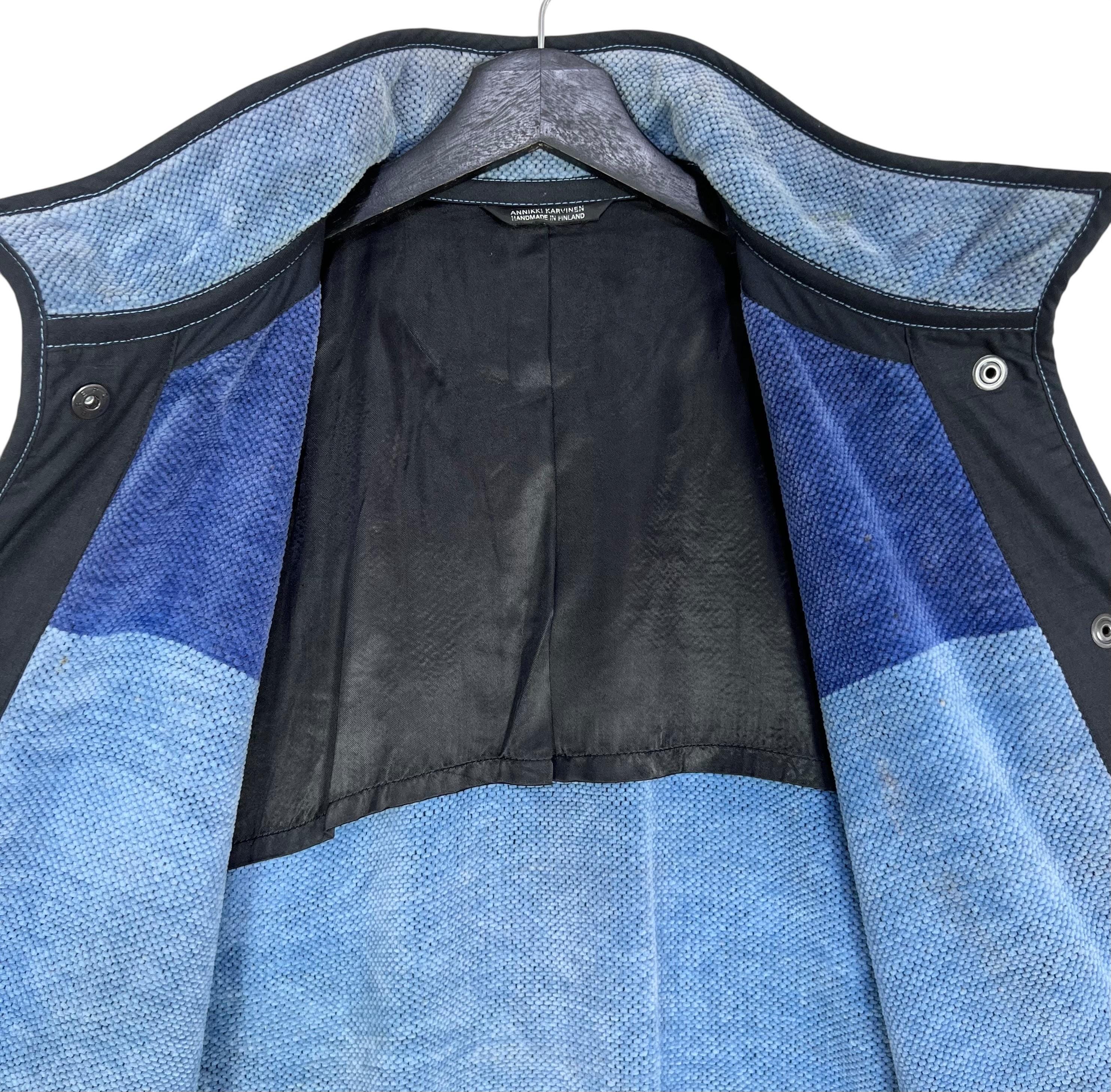 Annikki Karvinen Stripes Handmade Jacket Snap Button Blue Black