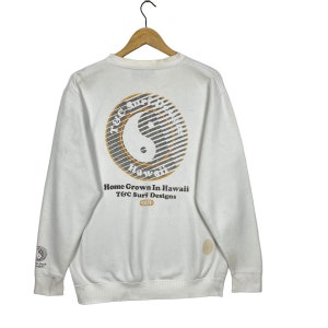 Vintage 90’s T&C Surf Design Ying-Yang Big Logo Crewneck Pullover Jumper Sweatshirt Size Large Made in Hawaii Surfboard Surf Wear Surf Brand