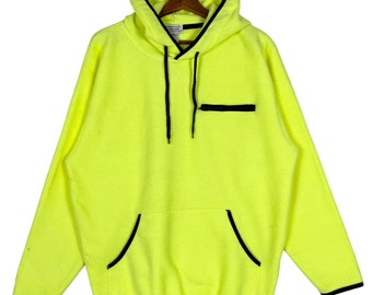 Cartle Archer Green Fluorescent Hoodie Fleece Jacket Size F Made in Taiwan
