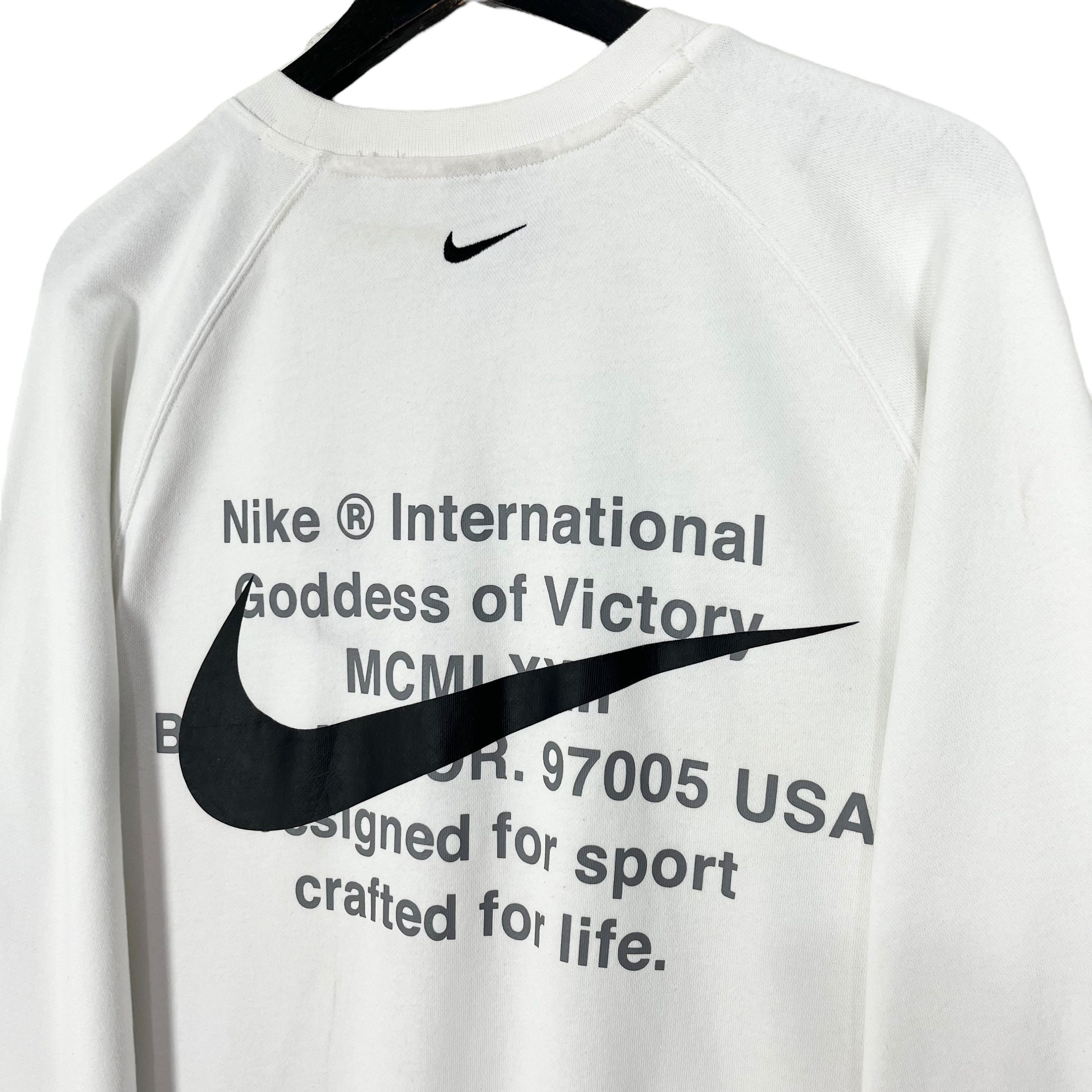Nike Double Swoosh Crewneck Sweatshirt Jumper White Size Medium Made in Vietnam Etsy