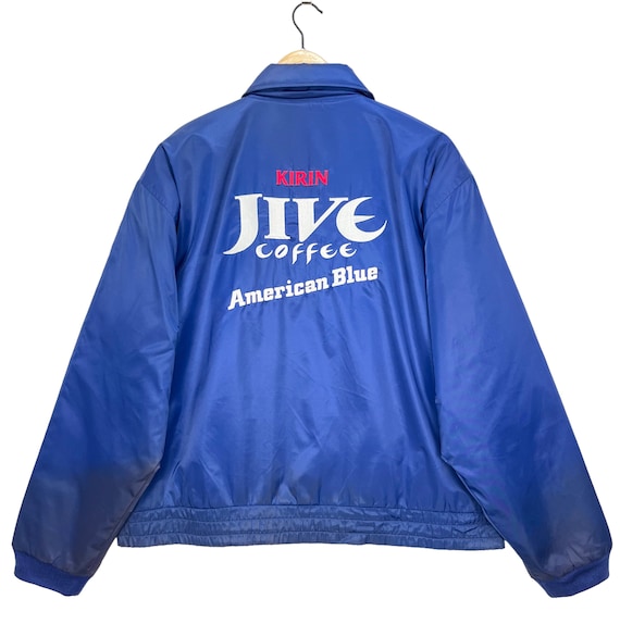 Vintage Kirin Jive Coffee Embroidery Big Logo Coach Jacket Blue