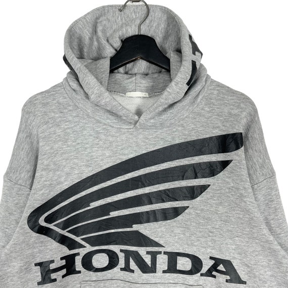 GU Honda Big Logo Pullover Hoodie Gray Size Medium Made in Bangladesh View 3