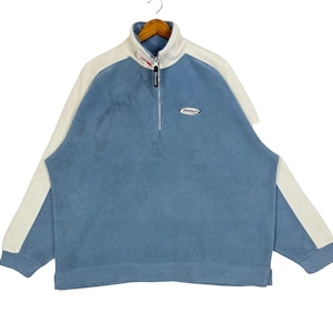 Vintage 90’s Maui and Sons Half Zipper Anorak Fleece Jacket Surfboard Surf Brand Blue Size Large Made in USA