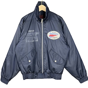 Vintage 90’s Yamaha Americana Racing Team Zip Up Jacket Blue Size Medium Made in Japan Motorsport Racing