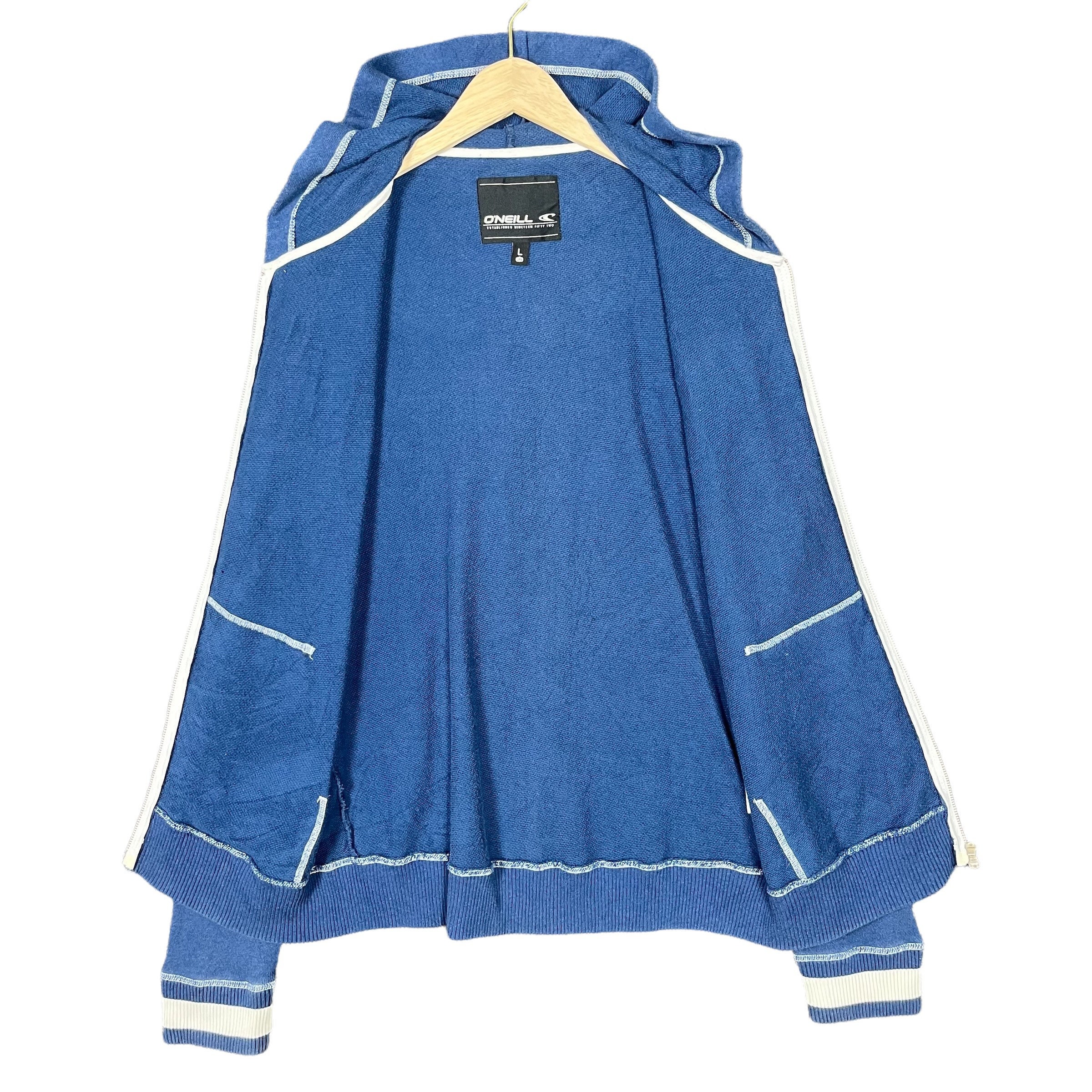 90s O'NEILL/SANTA CRUZ プルオーバーフーディ/L Oneill Santa Cruz California Zipper Hoodie Light Jacket Blue