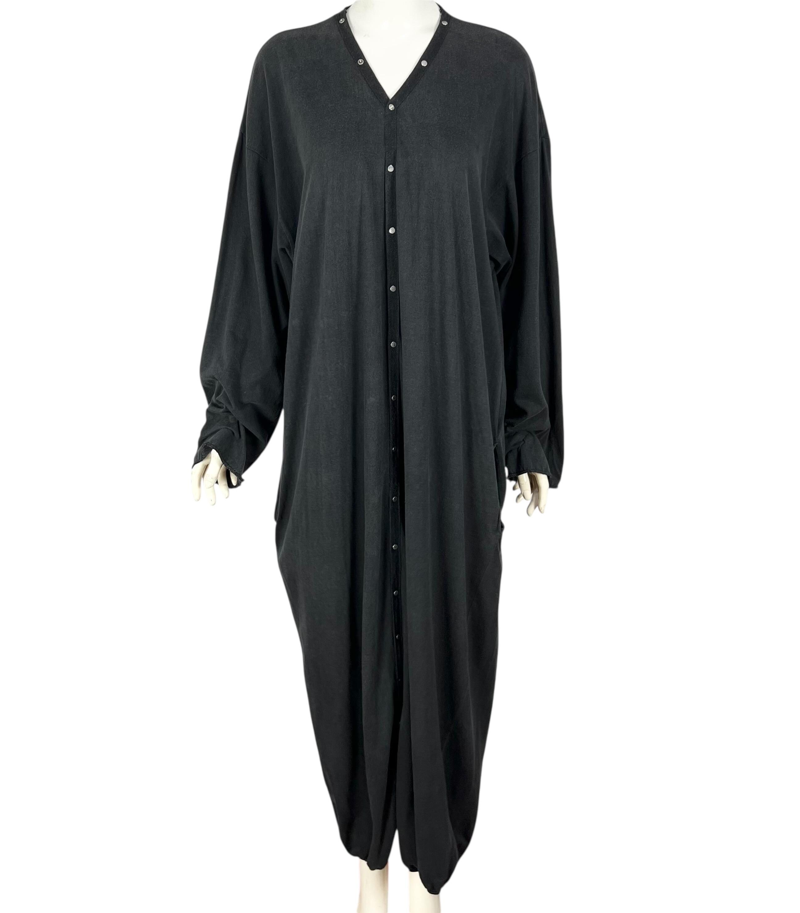 Vintage 80s Yohji Yamamoto Super Blue Snap Button Cotton Dress