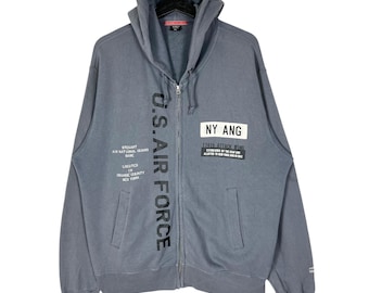 Felpa con cappuccio e cerniera Avirex grigia, taglia XL