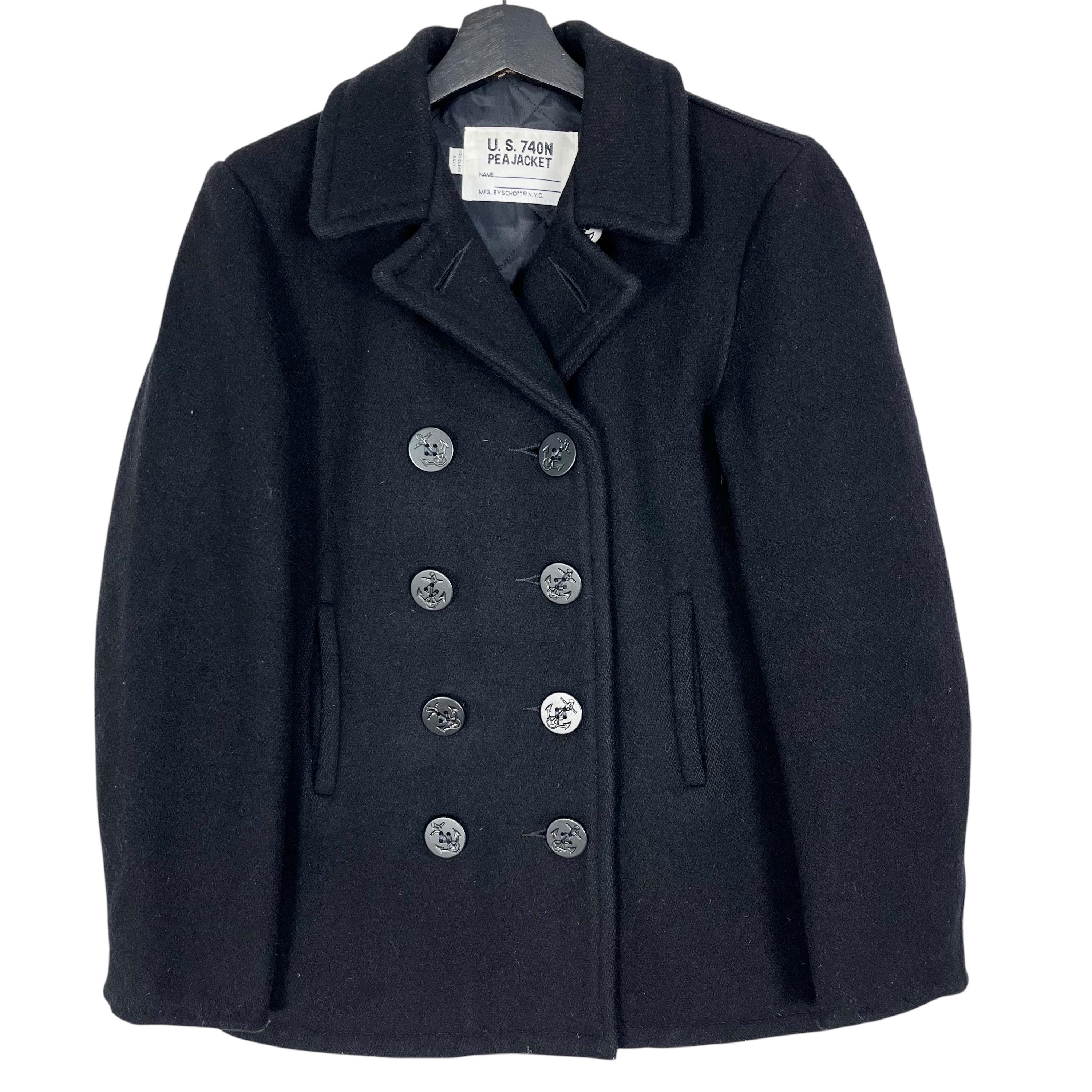 本格派！SCHOTT PEA JACKET US.740N USA製キルティング Classic 32 Oz. Melton Wool Navy Men Peacoat